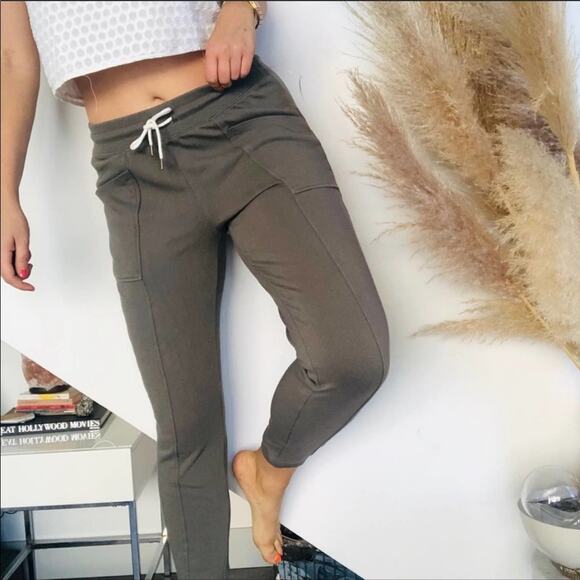 OLD NAVY Olive Green Sweatpants Joggers Pants French Terry Ankle Drawstring M - Picture 2 of 16